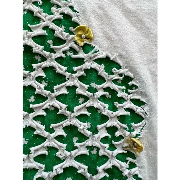Vintage 90s Handmade Irish Shamrock Tee w Ribbon Large - Picture 4 of 11